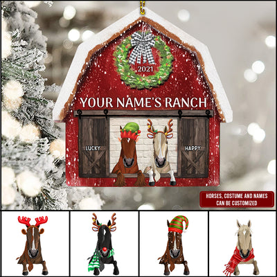 89Customized Christmas Horse Barn Personalized One Sided Ornament