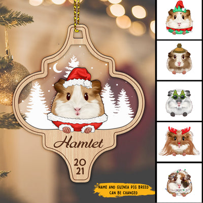 89Customized Christmas Guinea Pig Lovers Personalized 2 Layered Ornament