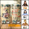 89Customized Once upon a time there was a girl who really loved sewing & cat It was me The end Personalized Tumbler