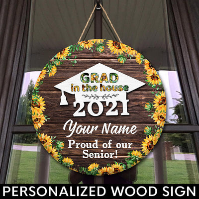89Customized Personalized Wood Sign Grad In The House Sunflower 2021