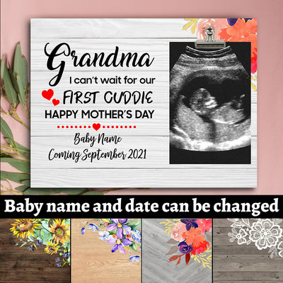 89Customized Grandma I can't wait for our first cuddle personalized photo clip frame