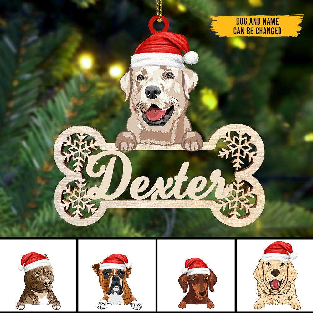 89Customized Christmas Peeking Dog Personalized One Sided Ornament