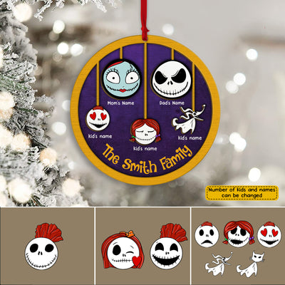 89Customized The nightmare family personalized layered wooden ornament