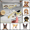 89Customized Jeep Girl and Dog Sunflower Pattern Customized White Low top Shoes