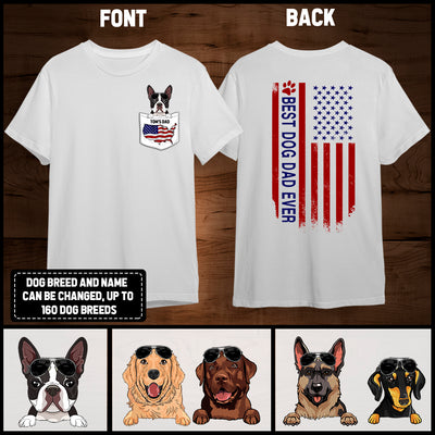 89Customized Best dog dad ever 3D pocket dog 4th of July Customized Shirt