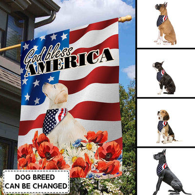 89Customized God Bless America 4th of July Proud Dog Customized Garden Flag