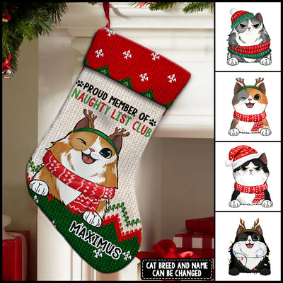 89Customized On The Naughty List Cat Lover Personalized Christmas Stocking