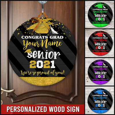 89Customized Personalized Wood Sign Congrats Grad 2021 Glitter