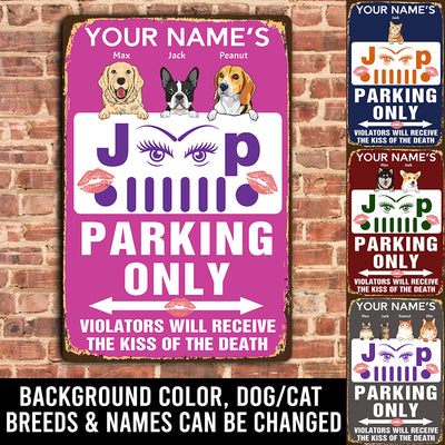 89Customized Personalized Printed Metal Sign Girl Jeep Parking Kiss Dog Cat