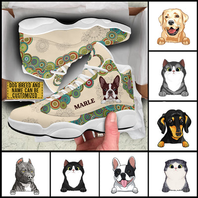89Customized Boho Chic Pattern Dog and Cat Customized White Air JD13 Shoes