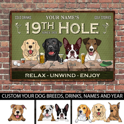 89Customized 19th hole Dog Customized Printed Metal Sign