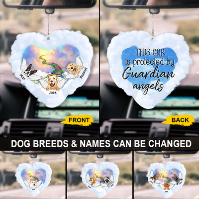 89Customized This car is protected by guardian angels Rainbow Bridge Angel Dog Dog lovers Car Ornament 2 Sides