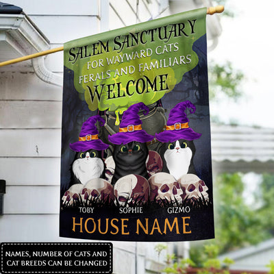89Customized Salem Sanctuary for wayward cats Halloween Personalized Garden Flag