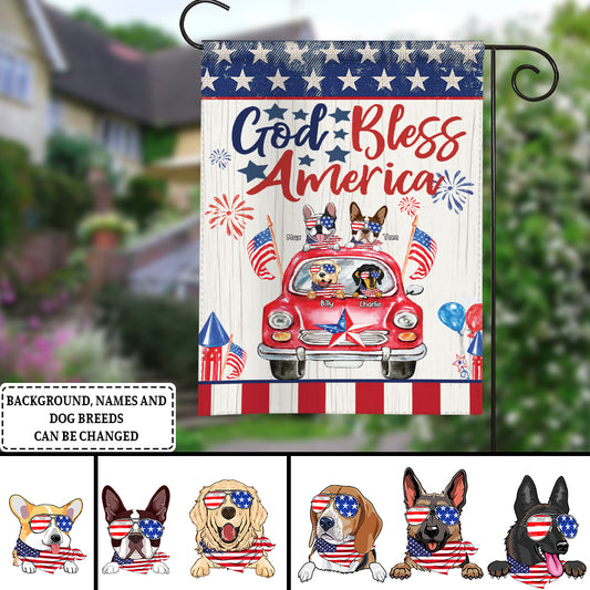 89Customized God bless America Dog 4th of July Customized Flag