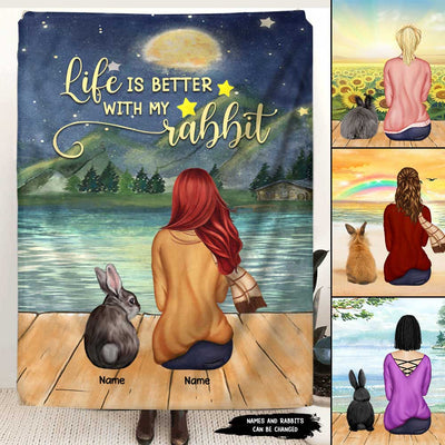89Customized Life is better with my rabbits Rabbit Lovers Personalized Blanket