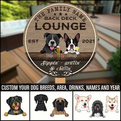 89Customized Back deck Lounge sippin' grillin' & chillin' Customized Wood Sign