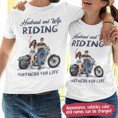 89Customized Husband & Wife Riding Partners For Life Indian Motocycle Personalized Shirt