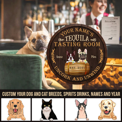 89Customized Tequila tasting room dog and cat Customized Wood Sign
