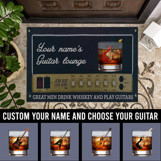 89Customized guitar lounge great men/women drink whiskey and play guitars personalized doormat