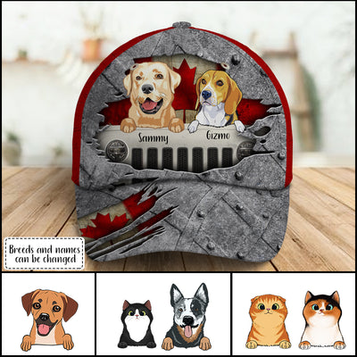 89Customized Personalized Cap Jeep Dog Canadian Flag