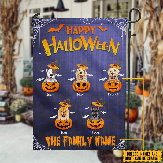 89Customized Happy Halloween Pumpkin Dogs Personalized Flag