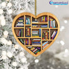 89Customized Heart bookshelf Book Lovers Personalized Ornament