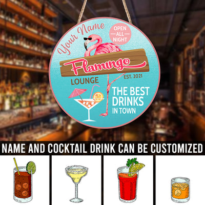 89Customized Flamingo lounge cocktails Customized Wood Sign
