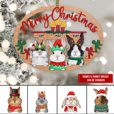 89Customized Merry Christmas Rabbit Lovers Personalized Ornament