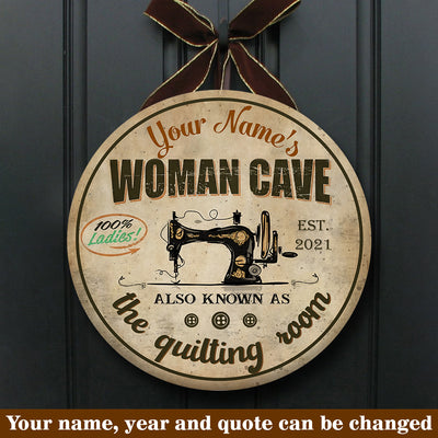 89Customized Quilting room woman cave personalized wood sign