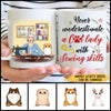 89Customized Never underestimate a cat lady with sewing skills old lady Personalized Mug