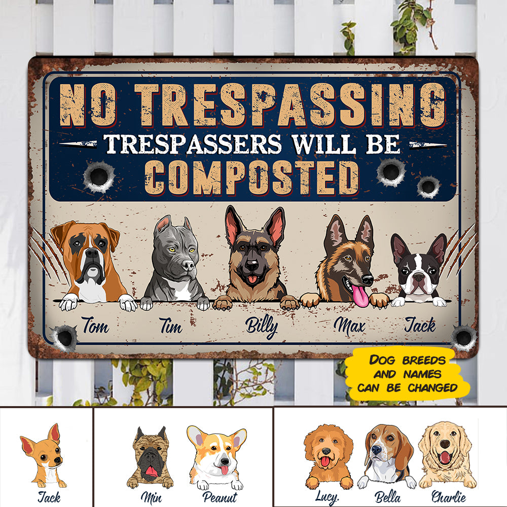 89Customized Trespassers will be composter personalized metal sign