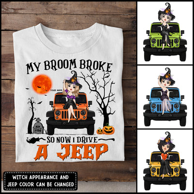 89Customized My broom broke so now I drive a Jeep Chibi Witch Customized Shirt