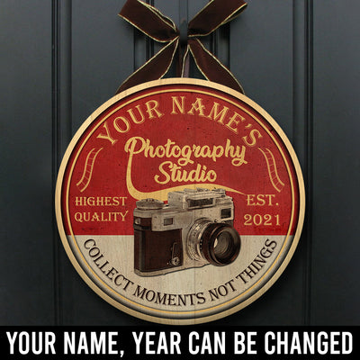 89Customized Photography studio collect moments not things personalized wood sign