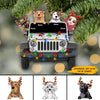 89Customized Christmas Jeep Girl And Dogs Personalized Ornament