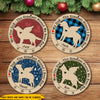 89Customized Memorial Dog Silhouette Personalized 2 Layered Wooden Ornament