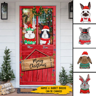 89Customized Merry Christmas Rabbit Lovers Personalized Door Cover