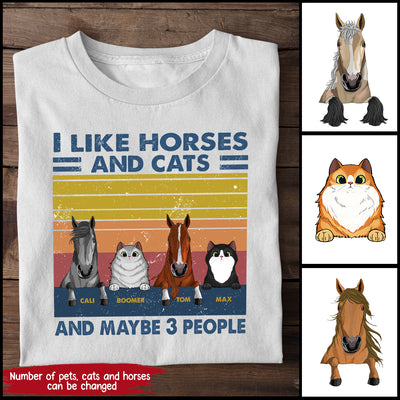 89Customized I like horses and cats and maybe 3 people personalized shirt