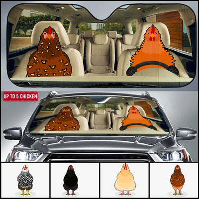 89Customized Funny chickens personalized car sun shade