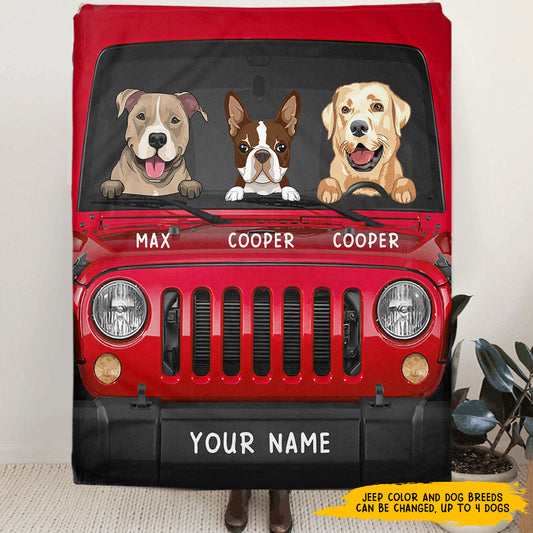 89Customized Jeep Wrangler and dogs 3D Customized Fleece Blanket