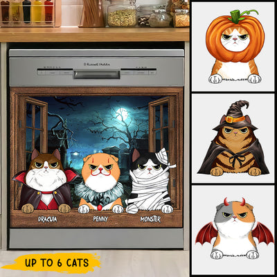 89Customized Halloween Cats Personalized Dishwasher Cover
