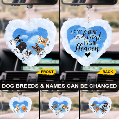 89Customized A piece of my heart lives in heaven Dog Memorial Car Ornament 2 Sides