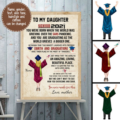 Senior 2021 Graduation personalized poster - Girl version