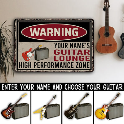 89Customized Guitar lounge high performance zone personalized printed metal sign