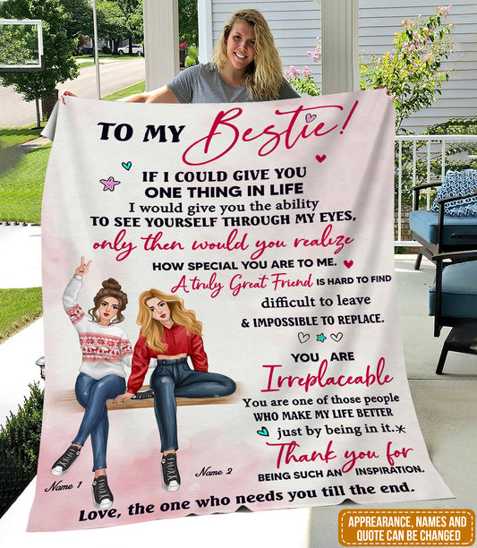 89Customized To My Bestie Personalized Fleece Blanket