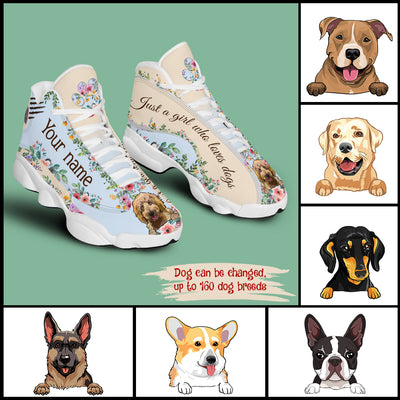 89Customized Just a Girl who loves dogs Rose pattern Customized White Air JD13 Shoes