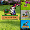89Customized Garden Gnome with flower personalized metal garden art