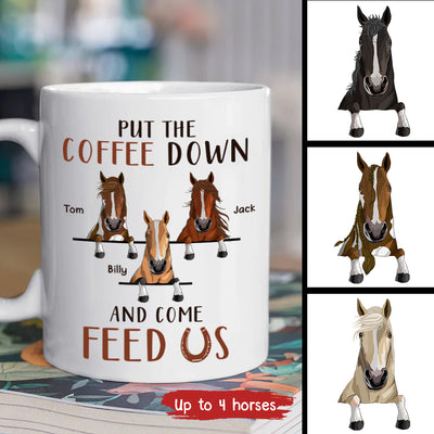 89Customized Put the coffee down and come feed us personalized mug