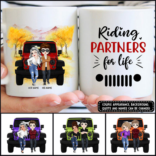 89Customized Riding partners for life Jeep chibi couple Customized Mug