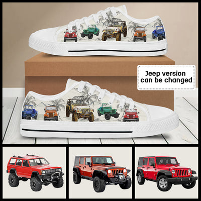 89Customized Jeep Wrangler Tropical Pattern Customized Low Top Shoes