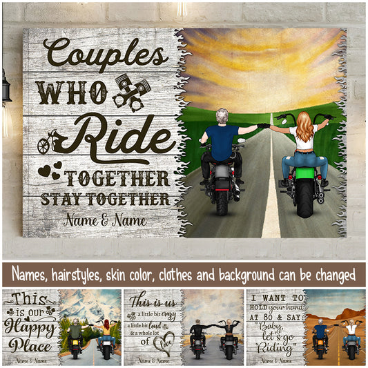 89Customized Biker Couple Horizontal Poster
